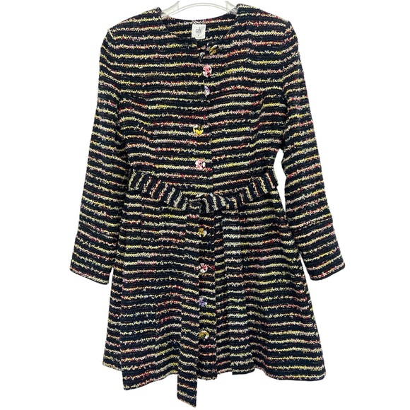 CAbi Tweed Multicolor Striped Trench Coat - Picture 1 of 10